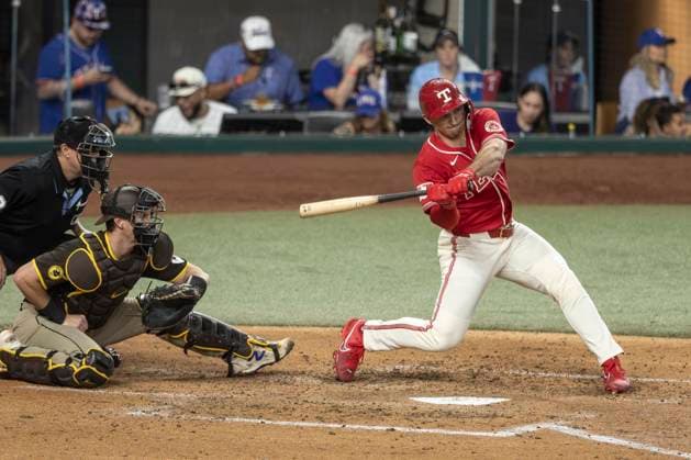 June 20, 2026, Arlington, Texas, USA: Texas Rangers center fielder WYATT LANGFORD (36) during a MLB, Baseball Herren, USA game between the San Diego Padres and Texas Rangers at Globe Life Field. San Diego wins in extra innings 6-4. Arlington USA - ZUMAf180 20260620_zsp_f180_022 Copyright: xMarkxFannx