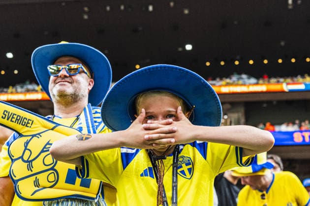 Fan of Sweden show their support during the FIFA World Cup, WM, Weltmeisterschaft, Fussball 2026 Group F match between Netherlands and Sweden at Houston Stadium on June 20th,2026 (Photo by Joao Bravo Sports Press Photo)  Copyright: xJoaoxBravo SportsxPressxPhotox Sportspressphoto_SPR172325