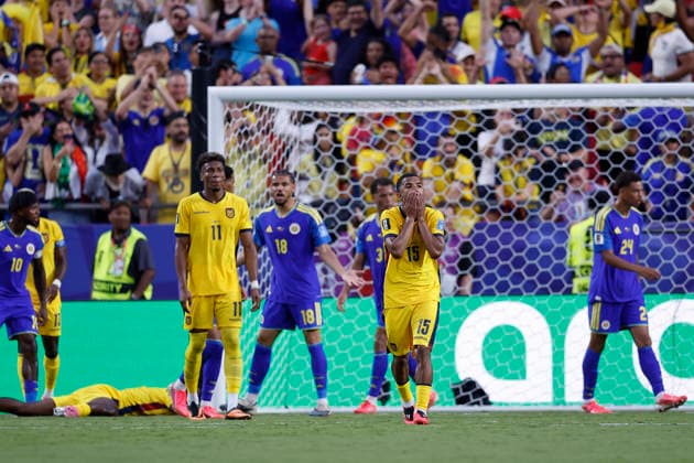 Players from Ecuador and Curacao react during a Group E match at the 2026 FIFA World Cup, WM, Weltmeisterschaft, Fussball between Ecuador and Curacao at Arrowhead stadium in Kansas City, United States, 20 June 2026. FIFA World Cup 2026 - Group E - Ecuador vs. Curacao !ACHTUNG: NUR REDAKTIONELLE NUTZUNG!  Copyright: xJuanxIgnacioxRoncoronix GR7098 20260621-55020661462_1