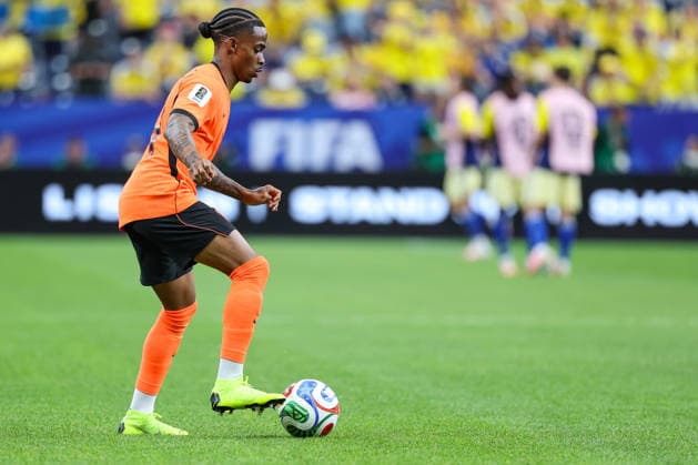 Crysencion Summerville of the Netherlands in action during the 2026 FIFA World Cup Group F match between the Netherlands and Sweden at Houston Stadium on June 20, 2026, in Houston, United States. Photo by Torbjorn Tande, DeFodi Images,detected_source_language