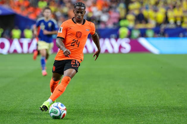 Crysencion Summerville of the Netherlands in action during the 2026 FIFA World Cup Group F match between the Netherlands and Sweden at Houston Stadium on June 20, 2026, in Houston, United States. Photo by Torbjorn Tande, DeFodi Images,detected_source_language