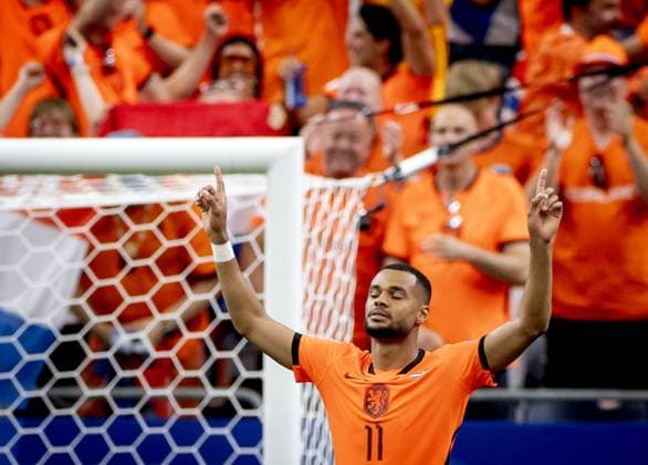 HOUSTON - Cody Gakpo of the Netherlands celebrates the 3-0 during the 2026 FIFA World Cup, WM, Weltmeisterschaft, Fussball Group F match between the Netherlands and Sweden at Houston Stadium on June 20, 2026, in Houston, United States. KOEN VAN WEEL ANP FIFA World Cup 2026 group stage 2026 xVIxANPxSportx xxANPxIVx 561561886 originalFilename: 561561886.jpg