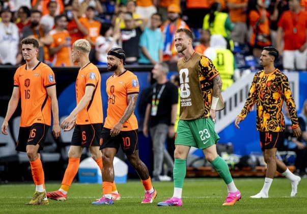 HOUSTON - (lr) Guus Til of the Netherlands, Jan Paul van Hecke of the Netherlands, Memphis Depay of the Netherlands, Netherlands goalkeeper Mark Flekken and Tijjani Reijnders of the Netherlands during the FIFA World Cup, WM, Weltmeisterschaft, Fussball 2026 Group F match between the Netherlands and Sweden at Houston Stadium on June 20, 2026 in Houston, United States. KOEN VAN WEEL ANP FIFA World Cup 2026 group stage 2026 xVIxANPxSportx xxANPxIVx 561561914 originalFilename: 561561914.jpg