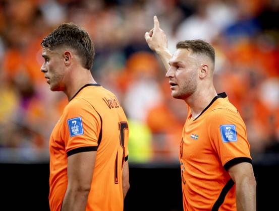 HOUSTON - (lr) Micky van de Ven of the Netherlands, Teun Koopmeiners of the Netherlands during the FIFA World Cup, WM, Weltmeisterschaft, Fussball 2026 Group F match between the Netherlands and Sweden at Houston Stadium on June 20, 2026 in Houston, United States. KOEN VAN WEEL ANP FIFA World Cup 2026 group stage 2026 xVIxANPxSportx xxANPxIVx 561561969 originalFilename: 561561969.jpg