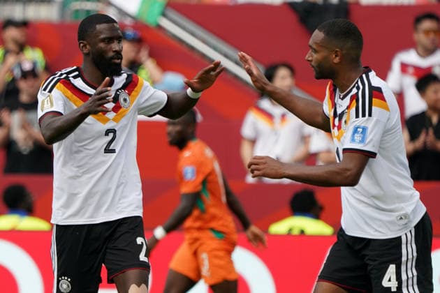 Soccer, 2026 World Cup, FIFA World Cup 2026, Soccer World Cup, Canada, USA, Mexico 2026, , Germany vs. Ivory Coast, Group Stage, Group E, June 20, 2026, Toronto Stadium, Canada, Antonio Rüdiger, Jonathan Tah, Germany in action, still image, photo by Chai von der Laage. FIFA regulations prohibit any use of photographs as image sequences and or quasi-video. EDITORIAL USE ONLY,,detected_source_language