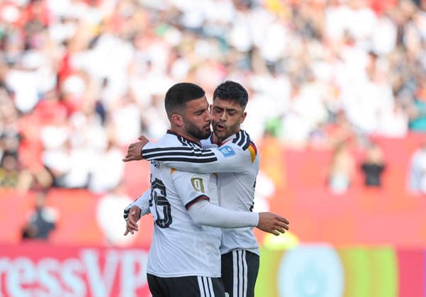 (260621) -- TORONTO, June 21, 2026 -- Deniz Undav (L) of Germany celebrate scoring with his teammate during the group E match between Germany and Cote d Ivoire at the 2026 FIFA World Cup, WM, Weltmeisterschaft, Fussball at Toronto Stadium in Toronto, Canada, on June 20, 2026. (Photo by Xinhua) (SP)CANADA-TORONTO-FOOTBALL-FIFA WORLD CUP-GROUP E-GER VS CIV ZouxZheng 