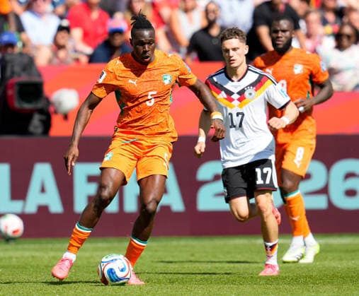 Wilfried Singo Ivory Coast, 5 on the Ball CAN, FIFA World Cup, Germany vs. Ivory Coast, Toronto, June 20, 2026 CAN, FIFA World Cup, Germany vs. Ivory Coast, Toronto, June 20, 2026 Toronto,detected_source_language Copyright: xEibner-Pressefoto ScottxColemanx EP_SCN