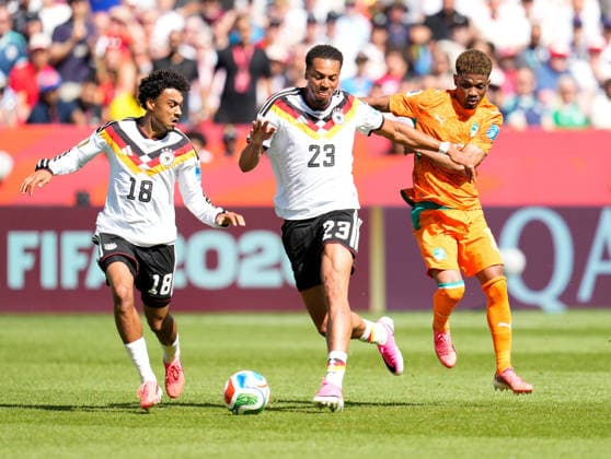 Nathaniel Brown (Germany), 18, Felix Nmecha (Germany), 23, and Amad Diallo (Ivory Coast), 15 CAN, FIFA World Cup, Germany vs. Ivory Coast, Toronto, June 20, 2026 CAN, FIFA World Cup, Germany vs. Ivory Coast, Toronto, June 20, 2026, Toronto,detected_source_language Copyright: xEibner-Pressefoto ScottxColemanx EP_SCN