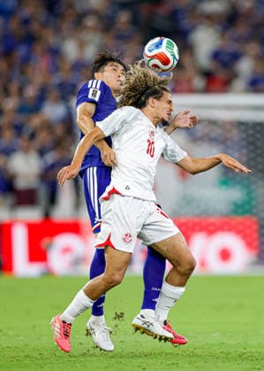 FIFA WORLD CUP 2026 TUNISIA VS JAPAN FIFA WORLD CUP 2026 TUNISIA VS JAPAN TUNISIA VS JAPAN 20062026 MONTERREY, NUEVO LEON Action photo of a Japanese defender and Hannibal Mejbri (No. 10) of Tunisia during a Group F Round 1 match of the 2026 FIFA World Cup, held at Estadio Monterrey in Monterrey, Nuevo Leon Action photo of a Japanese defender and Hannibal Mejbri (No. 10) of Tunisia, during a Round 1 Group F match of the 2026 FIFA World Cup, held at the Estadio Monterrey in Monterrey, Nuevo León PHOTO BY IMAGENSHOP PHOTO AGENCY MONTERREY, NUEVO LEÓN, MEXICO,detected_source_language Copyright: xYOALIxMARTINEZx