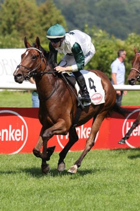 June 20, 2026, Düsseldorf, North Rhine-Westphalia, GER Kisha with Benjamin Marie wins at the Düsseldorf Grafenberg Racetrack Horse, jockey, Kisha, Marie, victory, finish line, finish 260620SG715DUESSELDORF JPG,detected_source_language