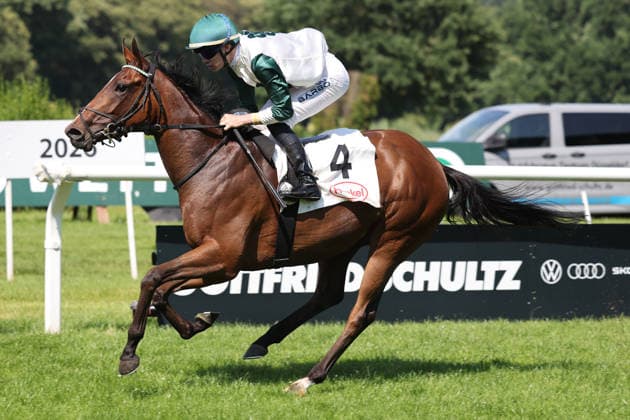 June 20, 2026, Düsseldorf, North Rhine-Westphalia, GER Kisha with Benjamin Marie wins at the Düsseldorf Grafenberg Racetrack Horse, jockey, Kisha, Marie, victory, finish line, finish 260620SG716DUESSELDORF JPG,detected_source_language