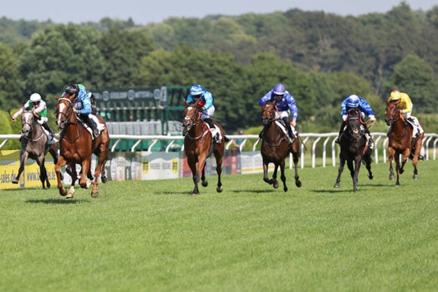 June 20, 2026, Düsseldorf, North Rhine-Westphalia, GER Night Breath, ridden by Sibylle Vogt, wins the Diana Trial at the Düsseldorf Grafenberg Racetrack Horse, jockey, Night Breath, Vogt, victory, finish line, finish 260620SG723DUESSELDORF JPG,detected_source_language