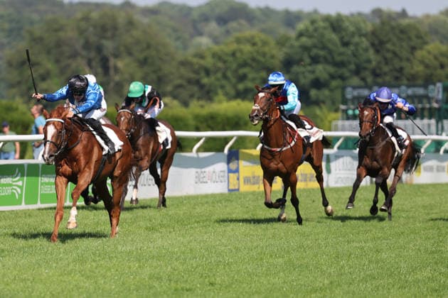 June 20, 2026, Düsseldorf, North Rhine-Westphalia, GER Night Breath, ridden by Sibylle Vogt, wins the Diana Trial at the Düsseldorf Grafenberg Racetrack Horse, jockey, Night Breath, Vogt, victory, finish line, finish 260620SG724DUESSELDORF JPG,detected_source_language