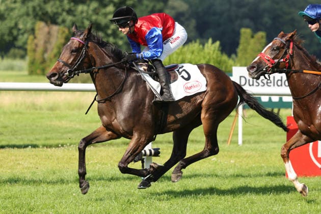 June 20, 2026, Düsseldorf, North Rhine-Westphalia, GER Galene with Sibylle Vogt wins at the Düsseldorf Grafenberg Racetrack Horse, jockey, Galene, Vogt, victory, finish line, finish 260620SG738DUESSELDORF JPG,detected_source_language