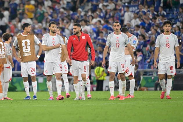 FIFA World Cup, WM, Weltmeisterschaft, Fussball 2026 - Group F - Tunisia vs. Japan Players of Tunisia react after the 2026 FIFA World Cup group F soccer match between Tunisia and Japan at BBVA Stadium in Monterrey, Mexico, 20 June 2026. Monterrey Mexico  Copyright: xMiguelxSierrax