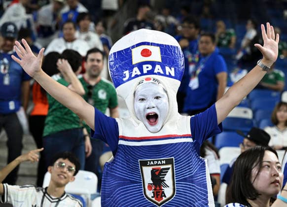 (260621) -- MONTERREY, June 21, 2026 -- A fan of Japan reacts before the group F match between Japan and Tunisia at the 2026 FIFA World Cup, WM, Weltmeisterschaft, Fussball at Estadio Monterrey in Monterrey, Mexico, on June 20, 2026. (Photo by Xinhua) (SP)MEXICO-MONTERREY-FOOTBALL-FIFA WORLD CUP-GROUP F-JPN VS TUN LucioxTavora 