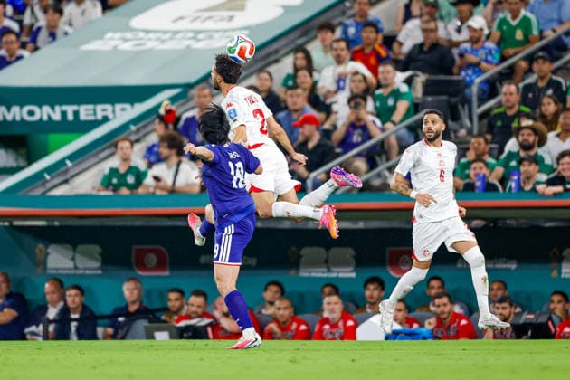 FIFA WORLD CUP 2026 TUNISIA VS JAPAN FIFA WORLD CUP 2026 TUNISIA VS JAPAN TUNISIA VS JAPAN 20062026 MONTERREY, NUEVO LEON Action photo of Ayase Ueda (No. 18) of Japan and Ali Abdi (No. 2) of Tunisia during the Round 1 Group F match of the 2026 FIFA World Cup, held at Estadio Monterrey in Monterrey, Nuevo León Action photo of Ayase Ueda (No. 18) of Japan and Ali Abdi (No. 2) of Tunisia, during a Round 1 Group F match of the 2026 FIFA World Cup, held at the Estadio Monterrey in Monterrey, Nuevo León. PHOTO BY IMAGENSHOP PHOTO AGENCY MONTERREY, NUEVO LEÓN, MEXICO,detected_source_language Copyright: xYOALIxMARTINEZx