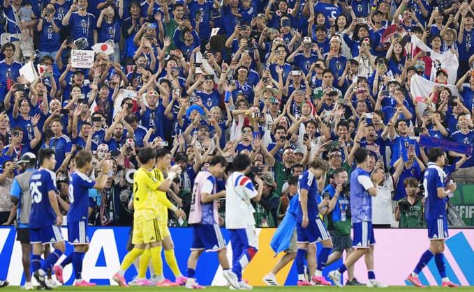 Football: 2026 World Cup Japan supporters celebrate following Samurai Blue s 4-0 victory in a World Cup Group F football match against Tunisia at Monterrey Stadium in Guadalupe, Mexico, on June 20, 2026.  A14AA0005619656P