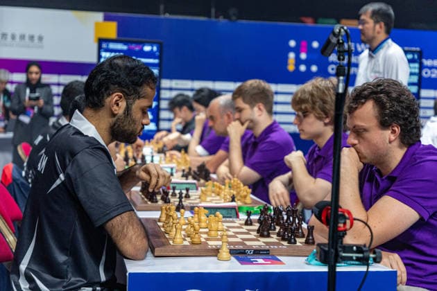 June 21, 2026, Hong Kong, Hong Kong, China: ARJUN ERIGAISI (IND) duels HANS NIEMANN (USA) during the Blitz quarterfinals of the 2026 FIDE World Team Rapid and Blitz Chess Championship in Hong Kong. Hong Kong China - ZUMAm298 0859646859st Copyright: xJamesxModestox
