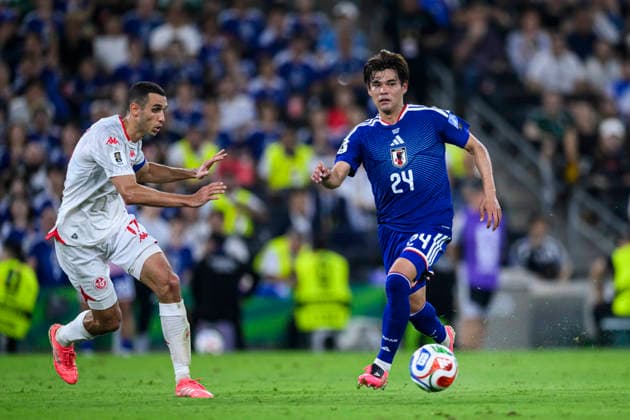 Fußball, FIFA WM 2026, Tunesien - Japan #7 June 29, 2026, Monterrey, Nuevo Leon, Mexico: Ellyes Skhiri of Tunisia (L) in action against Kaishu Sano of Japan (R) during the FIFA World Cup, WM, Weltmeisterschaft, Fussball 2026 match between Tunisia and Japan. Tunisia hosted Japan at Monterrey Stadium on June 20, 2026 in Monterrey, Mexico Monterrey Mexico - ZUMAf196 20260629_zsp_f196_022 Copyright: xMartinxFonsecax