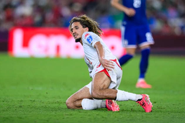 Fußball, FIFA WM 2026, Tunesien - Japan #7 June 29, 2026, Monterrey, Nuevo Leon, Mexico: Hannibal Mejbri of Tunisia looks on during the FIFA World Cup, WM, Weltmeisterschaft, Fussball 2026 match between Tunisia and Japan. Tunisia hosted Japan at Monterrey Stadium on June 20, 2026 in Monterrey, Mexico Monterrey Mexico - ZUMAf196 20260629_zsp_f196_039 Copyright: xMartinxFonsecax