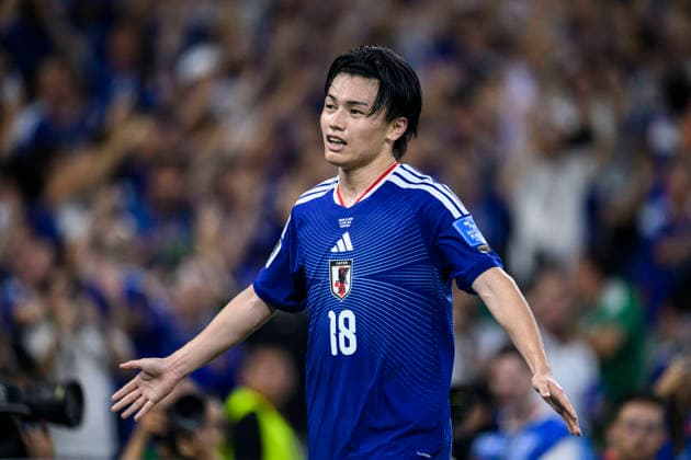 Fußball, FIFA WM 2026, Tunesien - Japan #7 June 29, 2026, Monterrey, Nuevo Leon, Mexico: Ayase Ueda of Japan celebrates his second goal during the FIFA World Cup, WM, Weltmeisterschaft, Fussball 2026 match between Tunisia and Japan. Tunisia hosted Japan at Monterrey Stadium on June 20, 2026 in Monterrey, Mexico Monterrey Mexico - ZUMAf196 20260629_zsp_f196_041 Copyright: xMartinxFonsecax