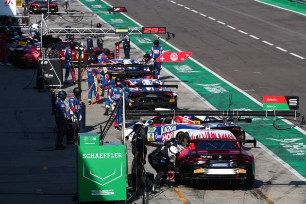 ADAC GT Masters, 5. + 6. Rennen DEKRA Lausitzring 2026 56 BMW M4 GT3 Evo, Schubert Motorsport: Juliano Holzem, Sandro Holzem, 19 Lamborghini Huracan GT3 EVO 2, LIQUI MOLY Team Engstler Motorsport: Ethan Brown, Tim Hütter - picture by Gruppe C Photography Schipkau DEKRA Lausitzring Germany Copyright: xGruppexCxPhotographyx