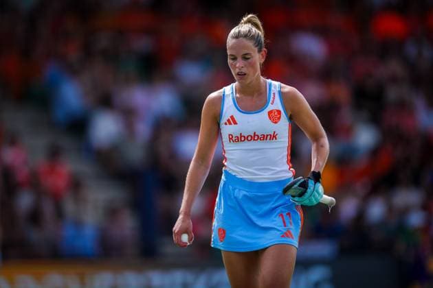 ROTTERDAM, 21-06-2026, HC Rotterdam, FIH Hockey Pro League Women, Season 2025-2026. Match between Netherlands and Spain (2nd match) , Picture shows Netherlands player Pien Sanders (C) Netherlands - Spain (2nd match)  x204525792x Copyright: