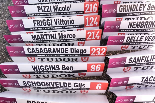 Plates during Stage 8 of the Giro Next Gen 2026 Individual Time Trial, from Villa Sant Angelo to L Aquila, Italy, Sunday, June 21, 2026.  Copyright: xMassimoxPaolone LaPressex