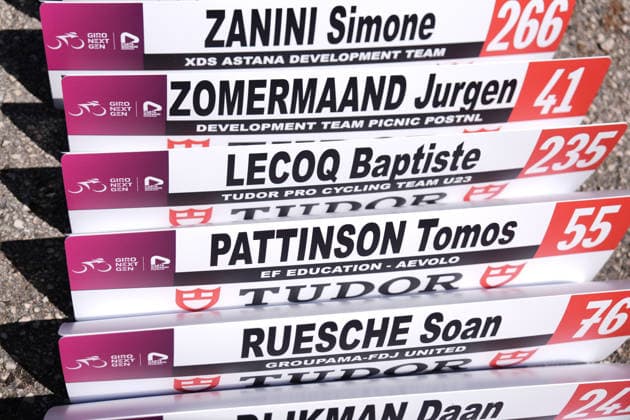 Plates during Stage 8 of the Giro Next Gen 2026 Individual Time Trial, from Villa Sant Angelo to L Aquila, Italy, Sunday, June 21, 2026.  Copyright: xMassimoxPaolone LaPressex