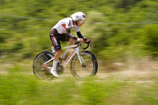 Italy s Stefano Leali of Biesse - Carrera - Premac during Stage 8 of the Giro Next Gen 2026 Individual Time Trial, from Villa Sant Angelo to L Aquila, Italy, Sunday, June 21, 2026.  Copyright: xFabioxFerrari LaPressex