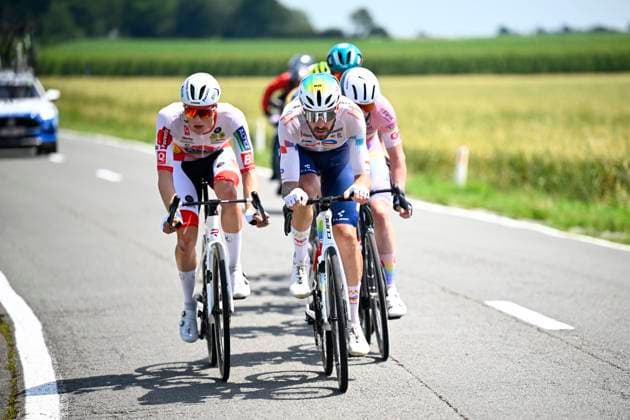 Baloise Belgium Tour 2026 Stage 5 HOEILAART, BELGIUM - JUNE 21 : Brunel Alexys (FRA) of TotalEnergies, De Bruyckere Kay (BEL) of Pauwels Sauzen - Altez Industriebouw Cycling Team in the escape pack during stage 5 of the 95th edition of Baloise Tour of Belgium an UCI ProSeries 2.Pro cycling road race stage for Men Elite of 183.6 km with start in Gingelom and finish in Hoeilaart on June 21, 2026 in Hoeilaart, Belgium, 21 06 2026 ( Motordriver Stephan Boone - Hoeilaart Belgium  Copyright: xTomasxSiskx