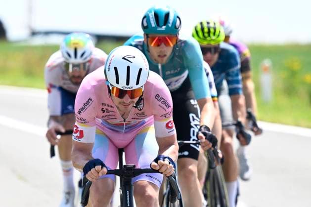 Baloise Belgium Tour 2026 Stage 5 HOEILAART, BELGIUM - JUNE 21 : Baguelin Jocelyn (FRA) of Aarco leading the escape pack during stage 5 of the 95th edition of Baloise Tour of Belgium an UCI ProSeries 2.Pro cycling road race stage for Men Elite of 183.6 km with start in Gingelom and finish in Hoeilaart on June 21, 2026 in Hoeilaart, Belgium, 21 06 2026 ( Motordriver Stephan Boone - Hoeilaart Belgium  Copyright: xTomasxSiskx