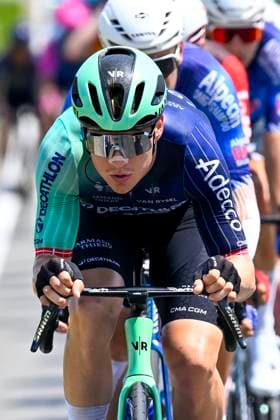 Baloise Belgium Tour 2026 Stage 5 HOEILAART, BELGIUM - JUNE 21 : Rider of Team Decathlon CMA CGM leading the peloton during stage 5 of the 95th edition of Baloise Tour of Belgium an UCI ProSeries 2.Pro cycling road race stage for Men Elite of 183.6 km with start in Gingelom and finish in Hoeilaart on June 21, 2026 in Hoeilaart, Belgium, 21 06 2026 ( Motordriver Stephan Boone - Hoeilaart Belgium  Copyright: xTomasxSiskx