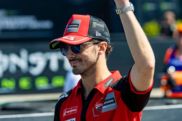 MotoGP Grand Prix Of Czechia Warm Up Number 63 Ducati Lenovo Team rider Francesco Bagnaia participates in the riders parade at the 2026 MotoGP Grand Prix of Czechia, On June 21, 2026. Brno Brno Czech Republic  Copyright: xStephenxBlackberryx originalFilename:blackberry-2026moto260624_nps0C.jpg
