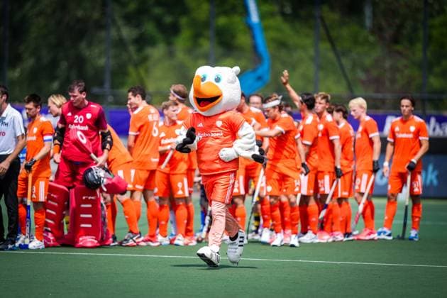 ROTTERDAM, 21-06-2026, HC Rotterdam, FIH Hockey Pro League Men, Season 2025-2026. Match between Netherlands and India (2nd match) , Picture shows mascotte Netherlands - India (2nd match)  x204527254x Copyright: