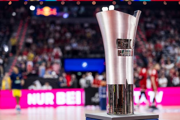MUNICH, GERMANY - JUNE 21: The championship trophy of easyCredit BBL before the easyCredit Basketball Bundesliga Playoffs Final Game 5 match between FC Bayern Muenchen vs. Alba Berlin at SAP Garden on June 21, 2026 in Munich, Germany. Bavaria Germany Copyright: xSteffiexWunderlx