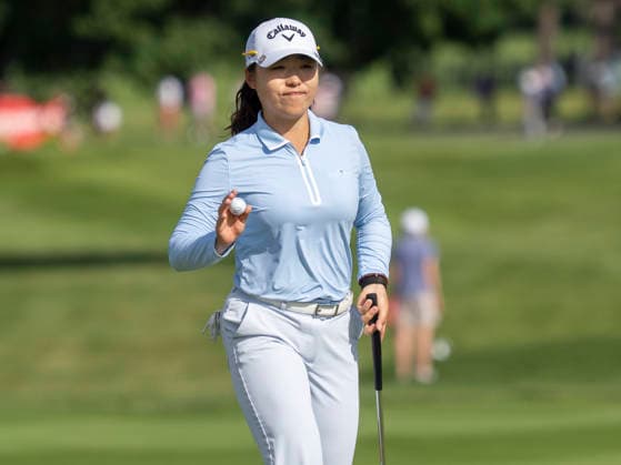 BELMONT, MI - JUNE 21: Mary Liu reacts after putting the ball during the final round of the LPGA, Golf Damen Meijer LPGA Classic for Simply Give on June 21, 2026, at Blythefield Country Club in Belmont, Michigan. (Photo by Joseph Weiser Icon Sportswire) GOLF: JUN 21 LPGA Meijer LPGA Classic for Simply Give EDITORIAL USE ONLY Icon260621009