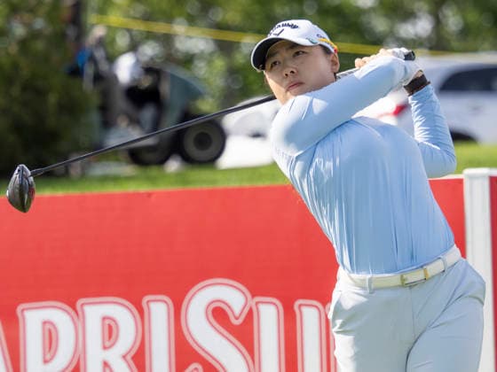 BELMONT, MI - JUNE 21: Mary Liu tee™s off during the final round of the LPGA, Golf Damen Meijer LPGA Classic for Simply Give on June 21, 2026, at Blythefield Country Club in Belmont, Michigan. (Photo by Joseph Weiser Icon Sportswire) GOLF: JUN 21 LPGA Meijer LPGA Classic for Simply Give EDITORIAL USE ONLY Icon260621012
