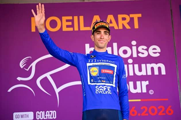 Baloise Belgium Tour 2026 Stage 5 HOEILAART, BELGIUM - JUNE 21 : Alvarez Hector (ESP) of Lidl - Trek on the podium during stage 5 of the 95th edition of Baloise Tour of Belgium an UCI ProSeries 2.Pro cycling road race stage for Men Elite of 183.6 km with start in Gingelom and finish in Hoeilaart on June 21, 2026 in Hoeilaart, Belgium, 21 06 2026 ( Motordriver Stephan Boone - Hoeilaart Belgium  Copyright: xTomasxSiskx