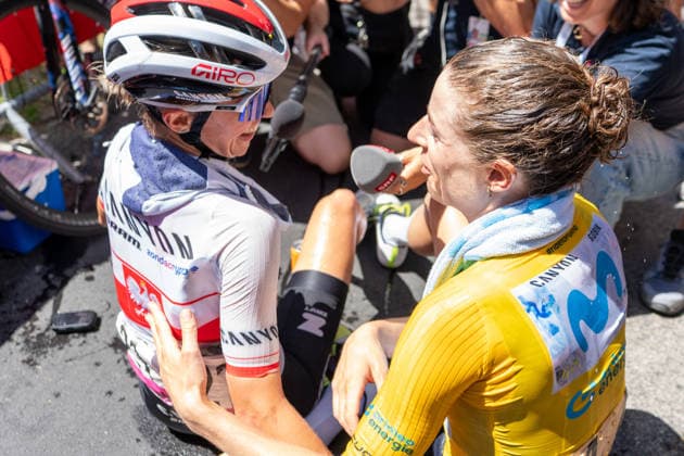 VILLARS-SUR-OLLON, SWITZERLAND - JUNE 21: L) Kasia Niewiadoma-Phinney of Poland and CANYON SRAM, R) Marlen Reusser of Switzerland and Movistar Team after the 89th Tour de Suisse 2026 on June 21, 2026 in Villars-sur-Ollon, Switzerland. *** VILLARS SUR OLLON, SWITZERLAND, JUNE 21 — Kasia Niewiadoma Phinney of Poland and CANYON SRAM, R Marlen Reusser of Switzerland and Movistar Team after the 89th Tour de Suisse 2026 on June 21, 2026, in Villars sur Ollon, Switzerland,detected_source_language Copyright: xJustPictures.ch PascalxvonxBürenx jp-en-EuSpIm-Pavo_Fotografie-679623