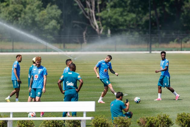 Brazil s players take part in a training session in Morristown, United States, 21 June 2026. Brazil will face Scotland in their 2026 FIFA World Cup, WM, Weltmeisterschaft, Fussball Group C soccer match on 25 June. FIFA World Cup 2026 - Brazil s training session !ACHTUNG: NUR REDAKTIONELLE NUTZUNG!  Copyright: xSebastiaoxMoreirax GRAF2703 20260621-55020666266_1