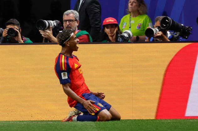 Spain s Lamine Yamal celebrates after scoring the 1-0 during the 2026 FIFA World Cup, WM, Weltmeisterschaft, Fussball Group H soccer match between Spain and Saudi Arabia, in Atlanta, United States, 21 June 2026. FIFA World Cup 2026 - Group H - Spain vs. Saudi Arabia !ACHTUNG: NUR REDAKTIONELLE NUTZUNG!  Copyright: xLavandeiraxJrx GRAF2735 20260621-55020666540_1