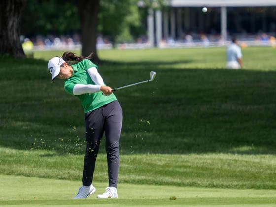 BELMONT, MI - JUNE 21: King Yan hits the ball during the final round of the LPGA, Golf Damen Meijer LPGA Classic for Simply Give on June 21, 2026, at Blythefield Country Club in Belmont, Michigan. (Photo by Joseph Weiser Icon Sportswire) GOLF: JUN 21 LPGA Meijer LPGA Classic for Simply Give EDITORIAL USE ONLY Icon260621031