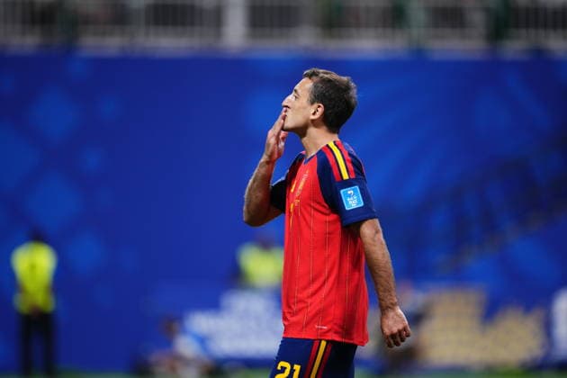 Spain v Saudi Arabia - FIFA World Cup, WM, Weltmeisterschaft, Fussball 2026 - Group H ATLANTA, USA - JUNE 21: Mikel Oyarzabal of Spain celebrates after scoring a goal during the 2026 FIFA World Cup First Stage Group H match between Spain and Saudi Arabia at Mercedes-Benz Stadium (Atlanta Stadium) in Atlanta, Georgia, United States on June 21, 2026. Jose Hernandez Anadolu Georgia United States. Editorial use only. Please get in touch for any other usage.  Copyright: x2026xAnadoluxJosexHernandezx