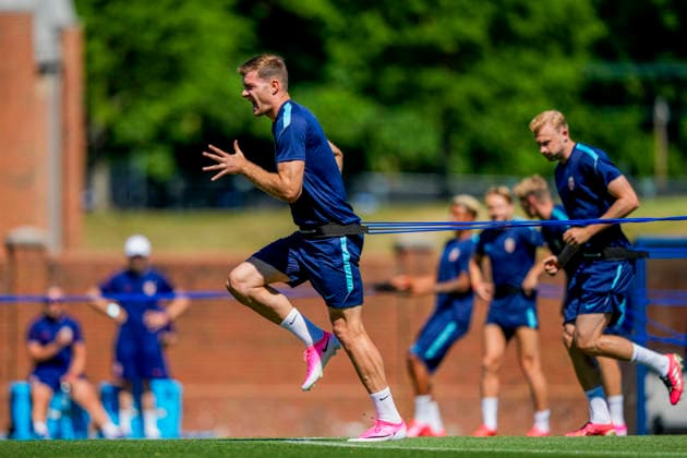 Sport Bilder des Tages Fotball-VM 2026 Greensboro , USA 20260621. Norges Alexander Sorloth under en trening med Norges herrelandslag i fotball pa The University of North Carolina Greensboro (UNCG). Foto: Fredrik Varfjell NTB Greensboro USA EDITORIAL USE ONLY. RESTRICTED USE FOR BETTING COMPANIES Ref:_SPO7r8S7tD3w1s.jpg *** 2026 FIFA World Cup in Greensboro, USA 20260621 Norway’s Alexander Sorloth during a training session with the Norwegian men’s national soccer team at the University of North Carolina Greensboro (UNCG). Photo  Copyright: xFredrikxVarfjellx xNTBx