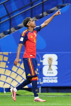 Spain v Saudi Arabia: Group H - FIFA World Cup, WM, Weltmeisterschaft, Fussball 2026 Lamine Yamal of Spain celebrates after scoring his team s first goal during the FIFA World Cup 2026 Group H match between Spain and Saudi Arabia at Atlanta Stadium on June 21, 2026 in Atlanta, Georgia. Atlanta GA United States  Copyright: xJosexBretonx originalFilename:bretonhernandez-spainvsa260621_npQFL.jpg