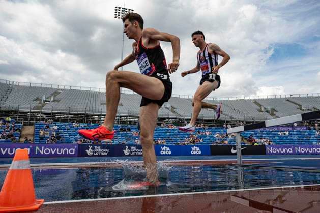 RECORD DATE NOT STATED 21st June 2026; Alexander Stadium, Birmingham, West Midlands, England; 2026 Novuna UK Athletics Championships; Kristian Imroth of Shaftesbury Barnet Harriers competing in the mens 3000m steeplechase which he wins GodfreyxPitt