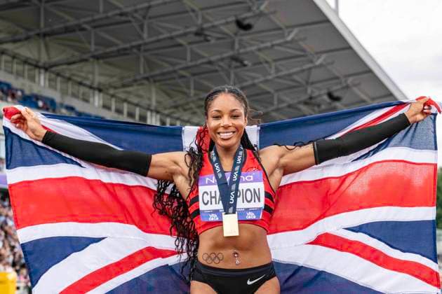RECORD DATE NOT STATED 21st June 2026; Alexander Stadium, Birmingham, West Midlands, England; 2026 Novuna UK Athletics Championships; Amber Anning of Brighton And Hove AC celebrates winning the womens 400m GodfreyxPitt