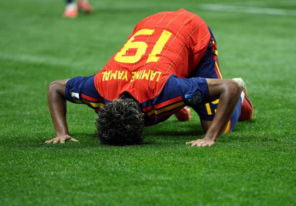 (260622) -- ATLANTA, June 22, 2026 -- Lamine Yamal of Spain celebrates after scoring during the group H match between Spain and Saudi Arabia at the 2026 FIFA World Cup, WM, Weltmeisterschaft, Fussball at Atlanta Stadium in Atlanta, the United States, June 21, 2026. ) (SP)U.S.-ATLANTA-FOOTBALL-FIFA WORLD CUP-GROUP H-ESP VS KSA WangxKaiyan 